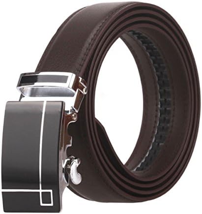 Men's Automatic Buckle Leather Genuine Leather Belts-Black/Brown（Car04/05/D01） (M, D01-Brown)