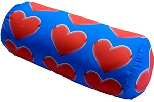 COVERBAGBCN - Cojín Cilíndrico Anti-Estrés Relax | Alivio Cervicales y Lumbares | Relleno de Bolitas Confortables | Tejido Lycra Suave al Tacto | Lavable en Máquina | 35x15 cm (Corazones)