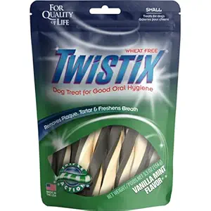 Twistix Low Fat High Protein Vanilla Mint Flavour Oral Hygiene Dog Dental Care Treats for All Life stage Dog, Remove Plaque, Tartar and Freshen Breaths, Easy To Chew and Digest | Dogs Dental Chew 156.1 Gram 14 Small Sticks