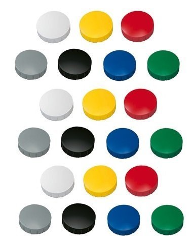 30 Magnete, farblich sortiert Ø 24mm, Haftmagnete für Whiteboard, Kühlschrankmagnet, Magnettafel, Magnetwand, Magnet Rund