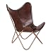 Produktbild Invicta Interior Echtleder Sessel Butterfly Echtes Leder braun Eisengestell in Kupfer Stuhl Lounge Esszimmer Klappstuhl Loungesessel Liegestuhl Luxus Campingstuhl