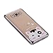 Galaxy J7 2016 Case Cover with Free Black Stylus Pen,Leeook Luxury Elegant Beautiful Cool Cute Cat Electroplate Plating Frame Crystal Soft Gel Silicone TPU Case Cover Bumper for Samsung Galaxy J7 2016