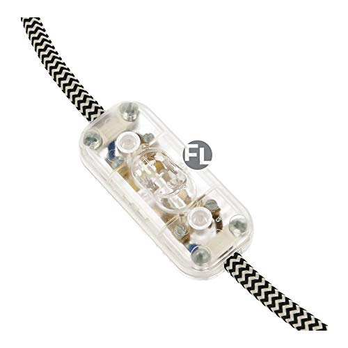 Preisvergleich Produktbild 1x Kippschalter / Schalter für Lampe / Zwischenschalter / Schnurschalter zweipolig transparent - für dekorative Leuchten mit Textilkabel - Lampenkabel - PVC Kabel - Silikonkabel - DIY Lampenbau (1)