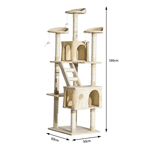Rascador Gato Altura 180x60x50cm Arbol Poste Gato Arañar Centro Actividad Beige