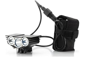 THEOUTLETTABLET Luz delantera - Foco frontal para Bici 6000 lúmenes Linterna LÁMPARA TORCH frontal 3x CREE XM-L U2 LED de bicicleta