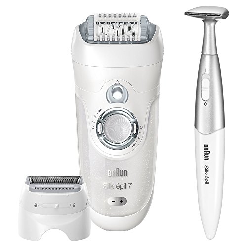 Braun Silk Epil 7 7-561 Women's Wet and Dry Cordless Epilator Electric Hair Removal with 6 Extra Attachments and Free Bikini Trimmer