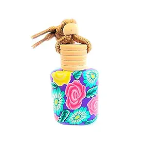 Mahak Rose Car Air Freshener,Car Perfume with Essential Oils and Wooden Diffuser, Hanging Perfume Bottle Scent Diffuser for Cars, Natural Floral Fragrance Oil - Lasts 65 days, (Pack Of 1)