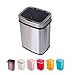 Produktbild Sensor Mülleimer 12 Liter Automatik Abfalleimer bunt Push Kücheneimer umweltfreundlich Küche Bad Wohnzimmer (12 L, Edelstahl)