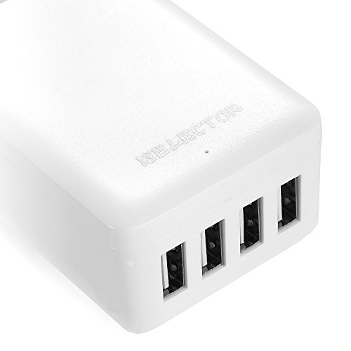 ISELECTOR USB Ladegerät Steckdose mit USB Zwischenstecker mit USB und Steckdose weiß - 4