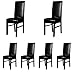 Produktbild Lihailewo Kunstleder Stuhlhussen Esszimmerbezug Kunstleder Stretch Leder Stuhlschoner Wasserdicht und ölfest Universal Sitzbezüge Schonbezüge Casual 6PCS Black/Solid Pattern