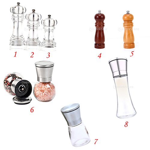 Verstellbare Edelstahl Acryl Pfeffermühle Gewürzmühle Salzstreuer Mühle – Rose Red, 7 Inch - 5