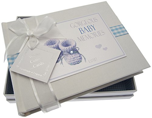 White Cotton Cards Gorgeous Baby Memories, Small Photo Album, Blue Booties