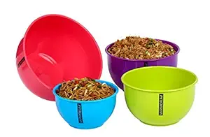 K3 Plastic Solid Bowl - 4700 ML, 3200 ML, 2300 ML, 1300 ML, Set of 4, Assorted