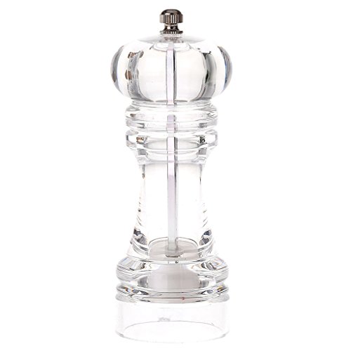 Verstellbare Edelstahl Acryl Pfeffermühle Gewürzmühle Salzstreuer Mühle - Rose Red, 7 Inch