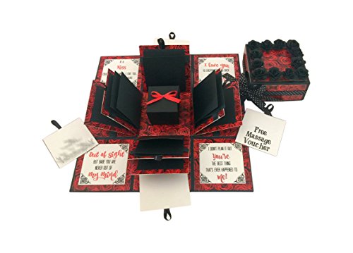 Crack of Dawn Crafts 3 Layered Romantic Explosion Box - Red Roses (No Photos Added)