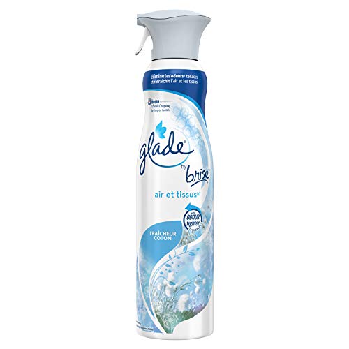Glade By Brise Aérosol Désodorisant, Air et Tissus, Élimination des Mauvaises Odeurs, Senteur Fraîcheur Coton, 275 ml