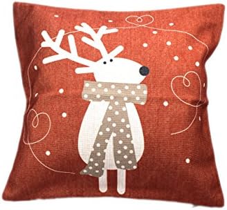 YBC Throw Pillow Covers Cushion Case Christmas fawn Cotton Waist Cushion Protector for Car Bed Sofa Square Cartoon Printed Decorative Throw Pillow Case-ORANGE Xmax