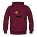 Burgundy Monocle [eye Glass Moustache] O-neck Design Large Cotton Women Hoody