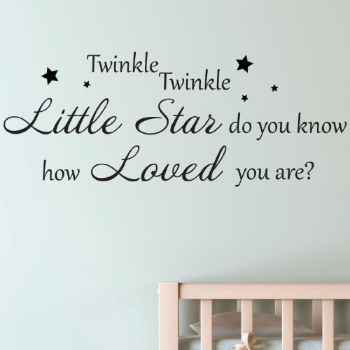 Twinkle Twinkle Little Star Nursery Kids Wall Sticker Quote Decal (Medium, Silver)