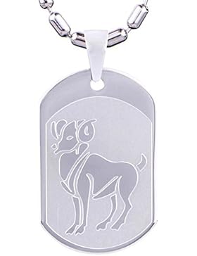 DonDon 55 cm Edelstahl Halskette mit Edelstahl Sternzeichen Widder Anhänger in schwarzem Samtbeutel