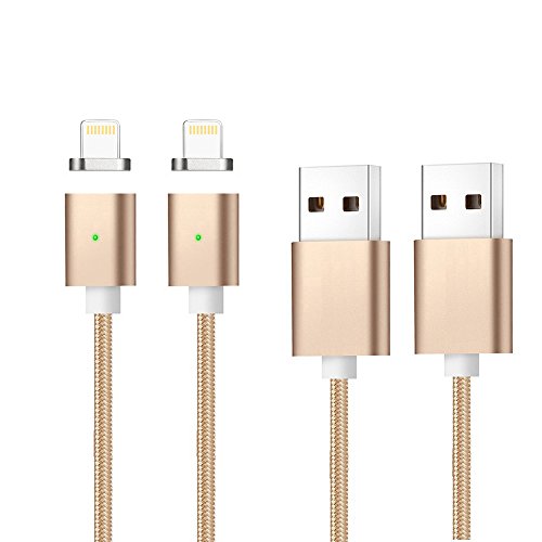 [Die neue Version]Magnetisches Ladekabel Lightning Kabel- Lebenslange Garantieserie -TUOYA Magnetisches iPhone USB Ladekabel Lightning Magnet Ladekabel Datenkabel für iPhone 7, iPhone 6s, iPhone 6, iPad(2xGold)