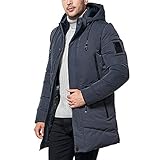 Luckycat Herren Winter mittellange Kapuzen Reißverschluss Tasche verdickte Baumwolle Jacke Mantel Winterjacke Steppjacke Daunenjacke Parka Mäntel Jacken