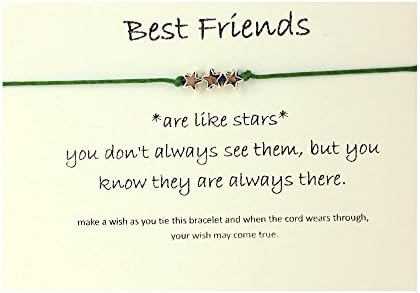 TrendsMe Best Friend/Sisters/Birthday/MUM Wish Bracelet Tibetan Charm Personalised Gift[Best Friend,Green]