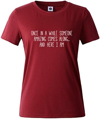 Yeesea Summer Women's Cute Short Sleeve Tops Teen Girl Tee Funny T Shirt Wine Red Small