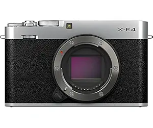 Fujifilm X-E4 Mirrorless Camera Body Only - Silver (Compact Body, X-Trans CMOS 4 Sensor, Fast AF, Face/Eye AF, 180 Tilting LCD Screen, EVF, 4K Video, Film Simulation Modes)