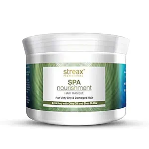 Streax Professional Spa Nourishment Hair Masque for Women|For Very Dry & Damaged Hair|With Olive Oil & Shea Butter|Moisturises, Revitalizes & Helps strengthen Chemically Treated Hair|200g