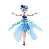 Prom-note Poupée fée Volante Fille 6 Ans, contrôle du capteur Infrarouge télécommande hélicoptère Jouet d'enfant Ballet Toy Teen Girl Doll Volant Princesse (Color : Blue)