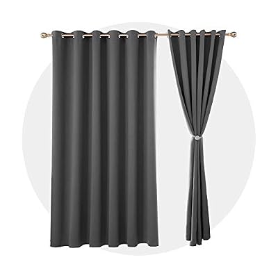 Deconovo Lot de 2 Rideaux Occultants Solides à Oeillets Isolant Thermique pour Rall, 229 x 229cm, Gris Foncé
