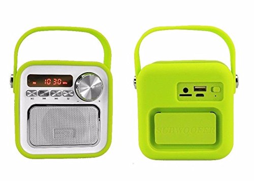 Mini-Haut-Parleur-Bluetooth-avec-Radio-FM-VertAUX-Bluetooth-USB-Connexion-Tlcommande-Horloge-Radio-de-Cuisine-Radio-de-Salle-de-Bain-pour-Enfant-Portable-avec-poigne-5-W