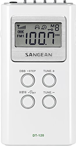 Sangean DT-120 - Radio (pantalla LCD, 120 W, 1.5 V), blanco
