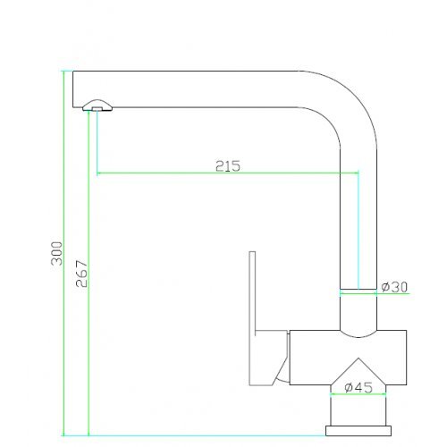 Mizzo Arlori Acero - Grifo de fregadero de cocina (180° orientable, 450 mm de longitud y tuerca 3/8