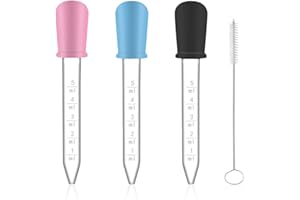ZELHYEUU 3 Stück Liquid Dropper, Dropper Pipette, Silikon Pipetten, 5 ML Dropper Graduierte Transfer Pipette, Bringen 1 Stück Bürsten, für Pflanze, Haustier und Süßigkeitenformen Bastelarbeiten