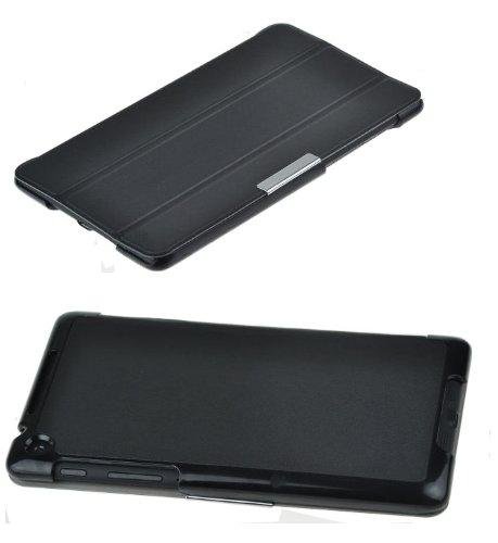 Neu InventCase® SCHWARZ (BLACK) SMART FOLIO / PREMIUM SLIM FLIP Schutz Folio Tasche Hülle Etui Case Cover für das neue Asus Google Nexus 7 FHD 2013 (7-inch) 2nd Generation Tablet Jelly Bean Android 4.3 (16GB / 32GB WiFi / 4G LTE) mit Auto Schlaf / Wach Magnet Funktion / Multi-View-Ständer und Display-Schutzfolie & Stylus Pen (Kompatibel mit Nexus 7 FHD 2 2.0 II Tablet) - 2