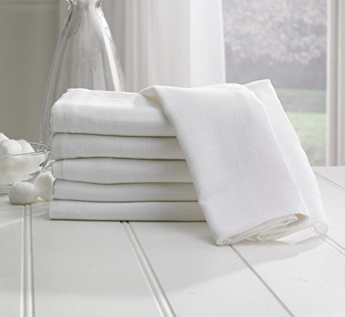 3x Reusable 100% Cotton Baby Muslin Squares White