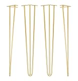 Patas de mesa, diseño de horquilla, estilo industrial, de 10 a 71 cm para mesa de centro, mesa de comedor y escritorio, taburete, armario, banco, acero en bruto, 4 unidades, color negro, blanco, plateado, dorado, amarillo, naranja, azul, verde y revestimiento transparente