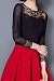 Helan Women's Lace Collar Lace Sleeve Openning Sexy Blouse UK 14 Black