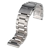 20 mm Herren Silber Edelstahl massiv Band Ersatz Uhrenarmband Klappschließe mit Sicherheit 2.0 cm Breite