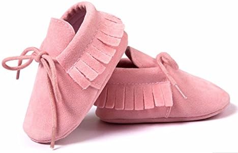 Baby Shoes Slippers in suede, Girl or Boy. Pink Comfortable and Flexible (pink)
