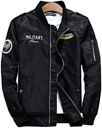 Home I Home Mens Thin Flight Bomber Jacket--Classic Waterproof MA-1 Military jacket with Badges