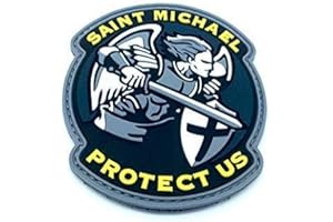PATCH NATION Saint Michael Protect Us Crusader Bleu PVC Airsoft Moral Patch
