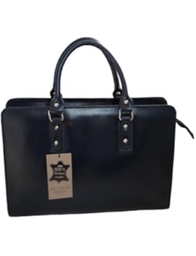 CTM Damen Tasche Handtasche von Arbeit, 36x27x11cm, 100% echtes Leder Made in Italy