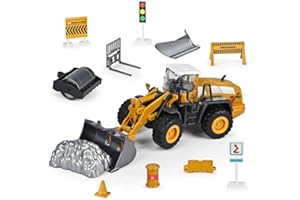 jenilily Bulldozer samochodzik dla chłopców, pojazd budowlany, wózek widłowy, pług śnieżny, zestawy do zabawy dla dzieci w wieku 3-4 5 lat
