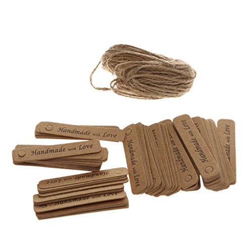 Gazechimp 100pcs Handmade with Love Geschenkanhänger Etiketten Papieranhänger Braun - 2