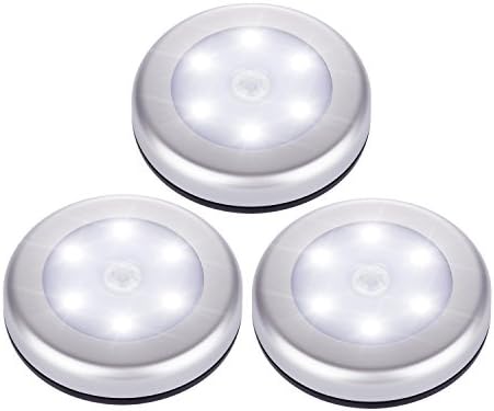 Tradinno Motion Sensor Light, Cordless Battery-Powered LED Wall Night Light, Stick-on Anywhere for Cabinet, Kitchen, Closet, Bedroom, Cupboard, Toilet, Stairs,3-Pack