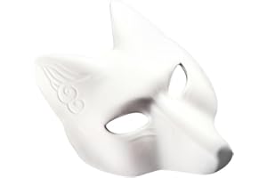 MAGICLULU 1Pcs DIY Unpainted Masquerade Mask White Fox Blank Mask for Halloween Christmas Party Decors