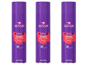 Aussie Mega Aerosol Hairspray 17 Ounce (Pack of 3) (Packaging May Vary)